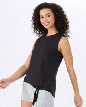BLACK Boxercraft BW2507 women's knot front t-shirt