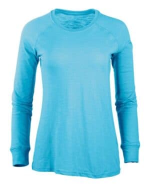 PACIFIC BLUE BW3166 women's solid preppy patch long sleeve t-shirt