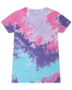 Colortone 1075 women's tie-dyed v-neck t-shirt