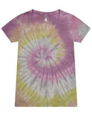 DESERT ROSE Colortone 1075 women's tie-dyed v-neck t-shirt