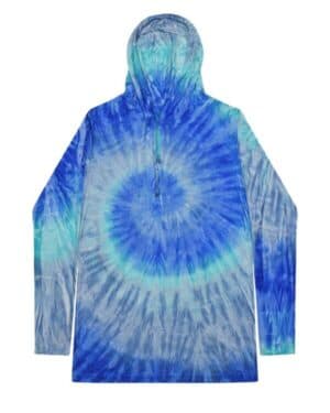 BLUE JERRY Colortone 2777 tie-dyed hooded long sleeve t-shirt