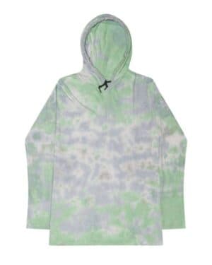 SLUSHY Colortone 2777 tie-dyed hooded long sleeve t-shirt