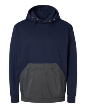 NAVY/ CHARCOAL Mv sport 23112 mixed media hooded sweatshirt