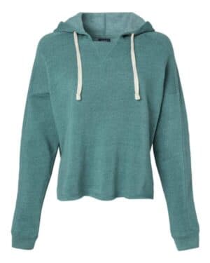 MALLARD GREEN W23101 women's angel fleece crop hooded sweatshirt