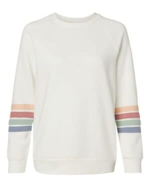 IVORY W23152 women's striped sleeves crewneck sweatshirt