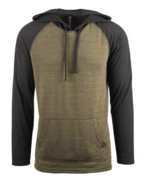 ARMY/ BLACK Burnside 8127 yarn-dyed hooded raglan t-shirt