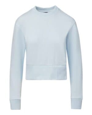 ARCTIC BLUE W22106 women's romi cloud fleece crop crewneck sweatshirt