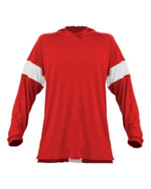 RED/ WHITE Alleson athletic 545LSA contender long sleeve shooter shirt