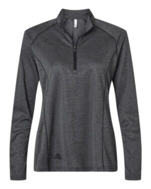 BLACK MELANGE Adidas A594 women's space dyed quarter-zip pullover