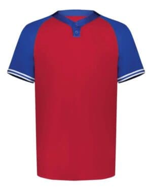 SCARLET/ ROYAL Augusta sportswear 6906 youth cutter henley jersey