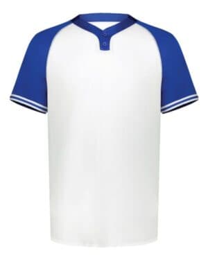 WHITE/ ROYAL Augusta sportswear 6906 youth cutter henley jersey