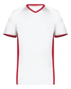 WHITE/ SCARLET Augusta sportswear 6908 youth cutter v-neck jersey