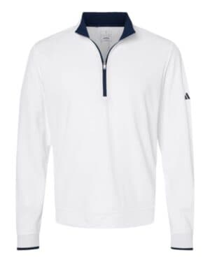 WHITE/ NAVY Adidas A2002 lightweight quarter-zip pullover