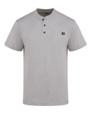 HEATHER GREY WS51T heavyweight traditional short sleeve henley-tall sizes