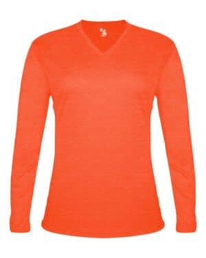 BURNT ORANGE HEATHER Badger 4964 women's tri-blend long sleeve t-shirt