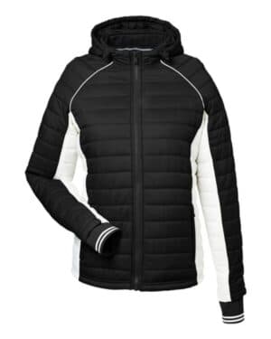 N17187 women's nautical mile hooded puffer jacket