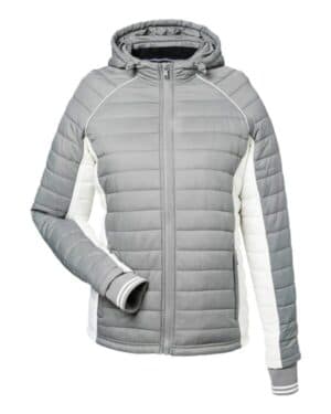 GRAPHITE/ ANTIQUE WHITE N17187 women's nautical mile hooded puffer jacket