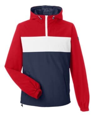 RED/ WHITE/ NAVY Nautica N17174 windward anorak hooded quarter-zip jacket