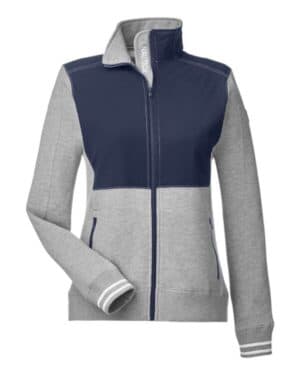 OXFORD HEATHER/ NAVY Nautica N17387 women's navigator fleece full-zip jacket