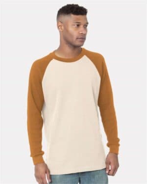 8211 usa-made heavyweight waffle knit thermal raglan t-shirt