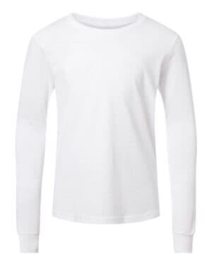 SOLID WHITE BLEND Bella canvas 3501YCVC youth heather cvc long sleeve tee