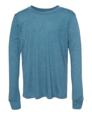 HEATHER DEEP TEAL Bella canvas 3501YCVC youth heather cvc long sleeve tee