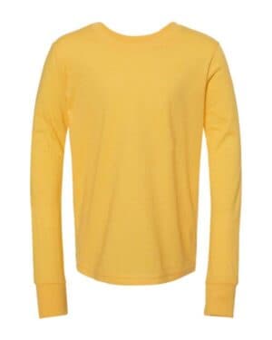 HEATHER YELLOW GOLD Bella canvas 3501YCVC youth heather cvc long sleeve tee