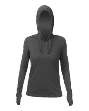 CHARCOAL HEATHERED WSBRZH0 women's breeze tech hooded long sleeve t-shirt