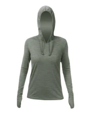 DARK OLIVE HEATHERED WSBRZH0 women's breeze tech hooded long sleeve t-shirt