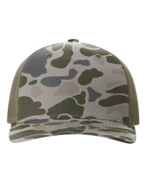MARSH DUCK CAMO/ LODEN Richardson 112PFP five-panel printed trucker cap
