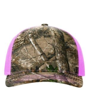 REALTREE EDGE/ NEON PINK Richardson 112PFP five-panel printed trucker cap