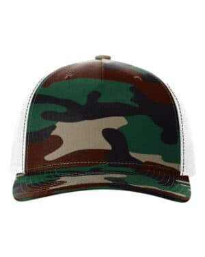 GREEN CAMO/ WHITE Richardson 112PFP five-panel printed trucker cap