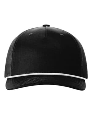 BLACK/ WHITE Richardson 112FPR five-panel trucker with rope cap