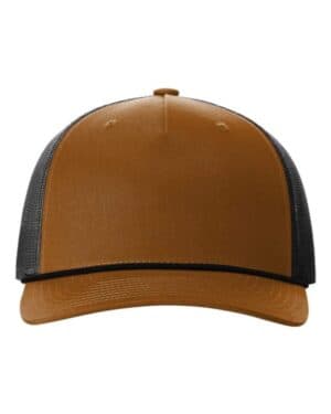 CARAMEL/ BLACK Richardson 112FPR five-panel trucker with rope cap