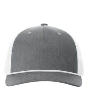 HEATHER GREY/ WHITE Richardson 112FPR five-panel trucker with rope cap