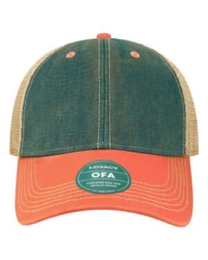 MARINE BLUE/ CORAL Legacy OFA old favorite trucker cap