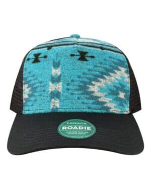 AQUA AZTEC/ BLACK Legacy ROADIE five-panel trucker cap