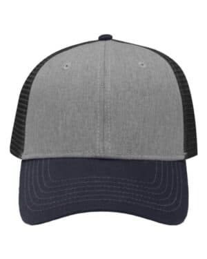 HEATHER GREY/ CHARCOAL/ NAVY SP1450 traditional lo-pro mesh back trucker fit cap