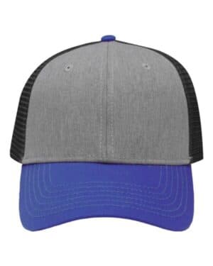 HEATHER GREY/ CHARCOAL/ ROYAL SP1450 traditional lo-pro mesh back trucker fit cap