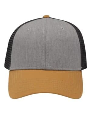 HEATHER GREY/ CHARCOAL/ VEGAS GOLD SP1450 traditional lo-pro mesh back trucker fit cap