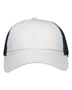 CHINO WHITE/ NAVY SP1450 traditional lo-pro mesh back trucker fit cap