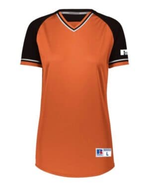 BURNT ORANGE/ BLACK/ WHITE Russell athletic R01X3X women's classic v-neck jersey