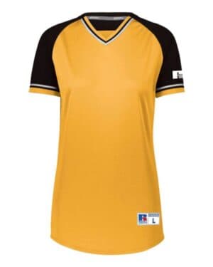 GOLD/ BLACK/ WHITE Russell athletic R01X3X women's classic v-neck jersey