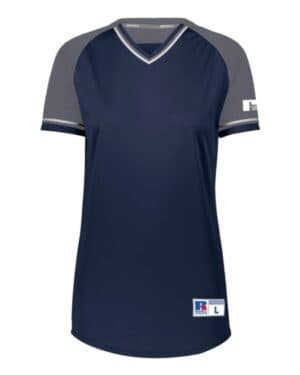 NAVY/ STEEL/ WHITE Russell athletic R01X3X women's classic v-neck jersey