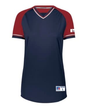 NAVY/ TRUE RED/ WHITE Russell athletic R01X3X women's classic v-neck jersey