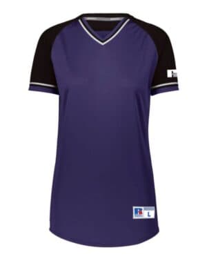 PURPLE/ BLACK/ WHITE Russell athletic R01X3X women's classic v-neck jersey