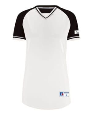 WHITE/ BLACK/ WHITE Russell athletic R01X3X women's classic v-neck jersey