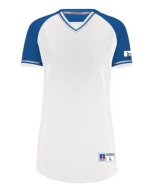 WHITE/ ROYAL/ WHITE Russell athletic R01X3X women's classic v-neck jersey