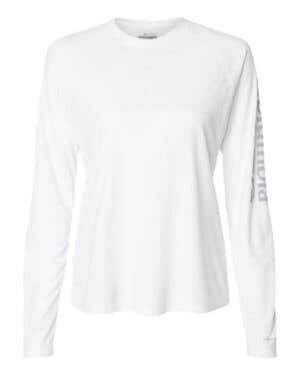 WHITE/ CIRRUS GREY Columbia 212485 women's pfg tidal tee ii long sleeve