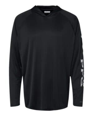 BLACK/ COOL GREY 212482 pfg terminal tackle hooded long sleeve t-shirt